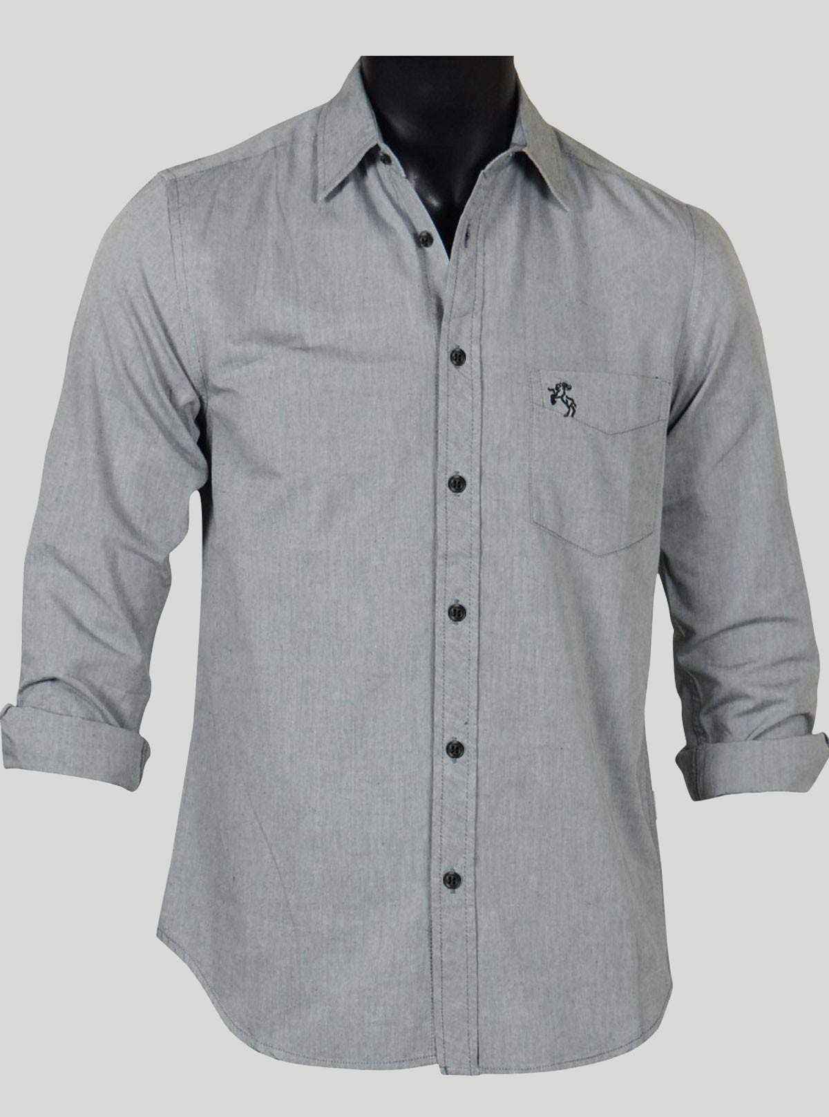 Solid Grey Slim Fit Shirt for Men – Smart Casual by Boer and Fitch