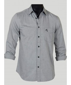 Solid Grey Slim Fit Shirt for Men – Smart Casual by Boer and Fitch