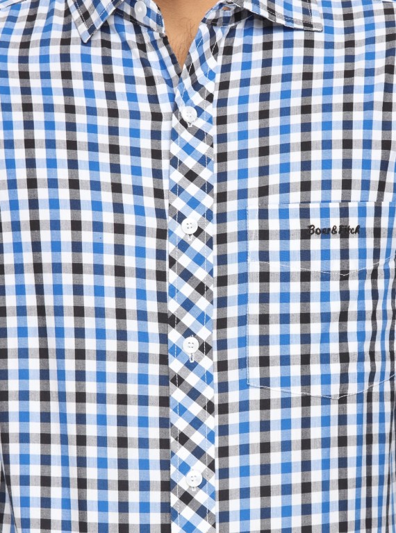 Ink Blue Chereckered Shirt Boer and Fitch - 6