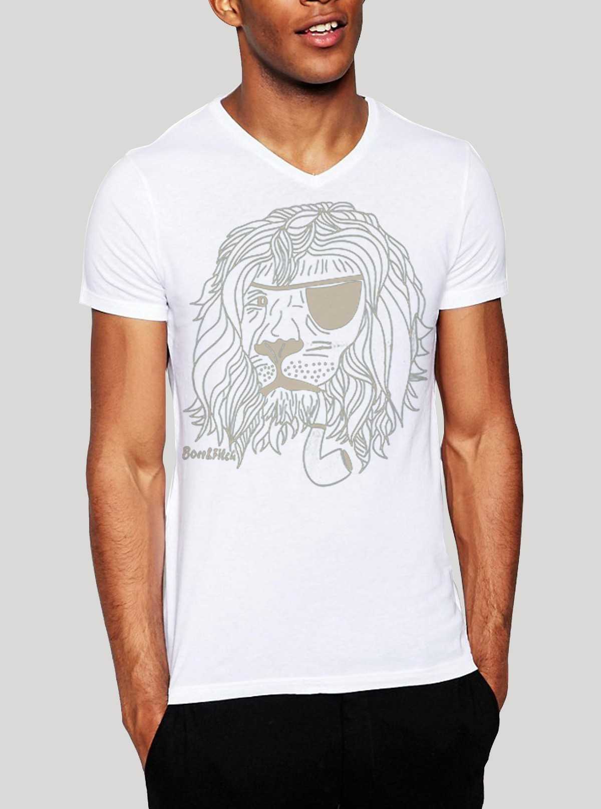 White Lion Print T-Shirt for Men – Casual & Stylish by Boer and Fitch