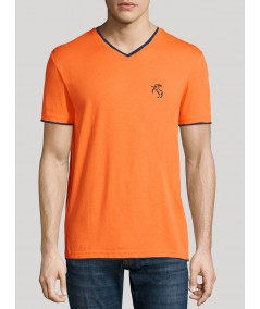 Orange V Neck Contrast Tshirt Boer and Fitch - 1