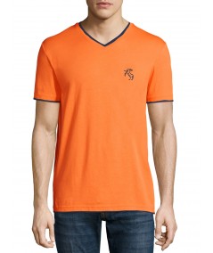 Orange V Neck Contrast Tshirt Boer and Fitch - 2