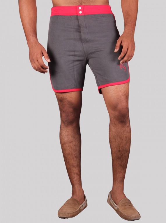 Men’s Red Contrast Fleece Shorts – Bold Comfort with Athletic Edge