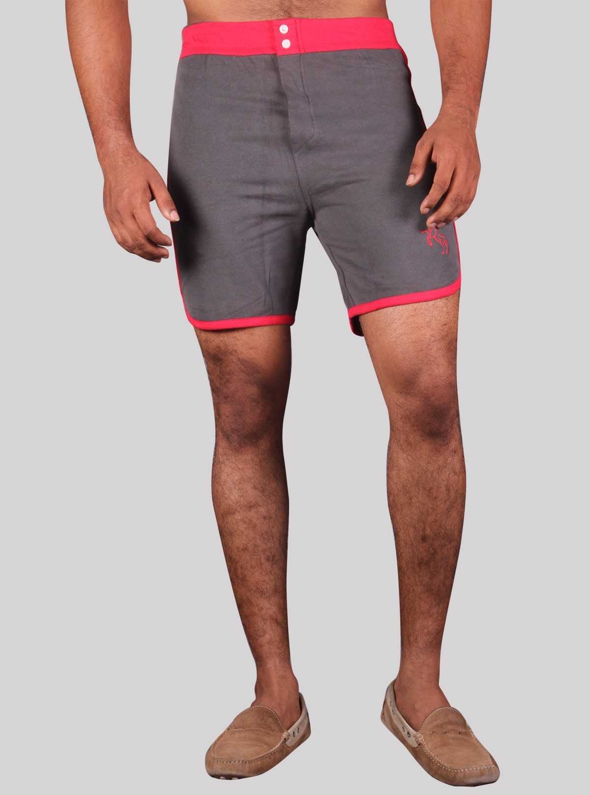 Men’s Red Contrast Fleece Shorts – Bold Comfort with Athletic Edge