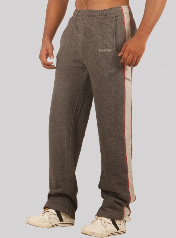 Charcoal Melange Track Pants with Grey Stripes for Men – Boer and Fitch