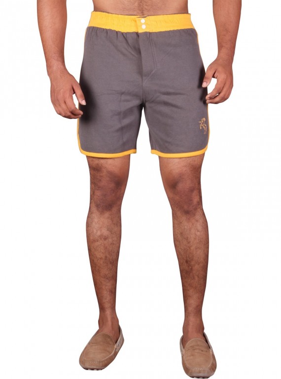 Yellow Contrast Fleece Shorts Boer and Fitch - 2