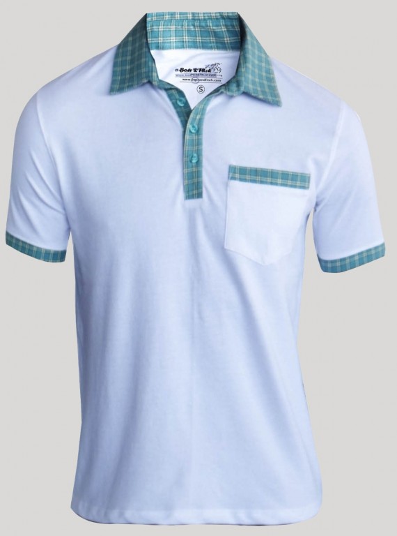 White Mint Collar Polo T-Shirt for Men – Stylish Casual by Boer and Fitch