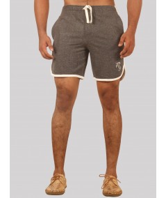 Men’s Charcoal Melange Cotton Fleece Shorts with White Piping – Boer & Fitch