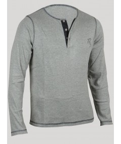 Henley Neck TShirt - Grey Melange Boer and Fitch - 1