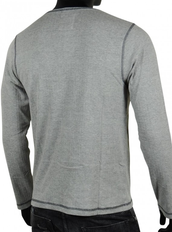 Henley Neck TShirt - Grey Melange Boer and Fitch - 3