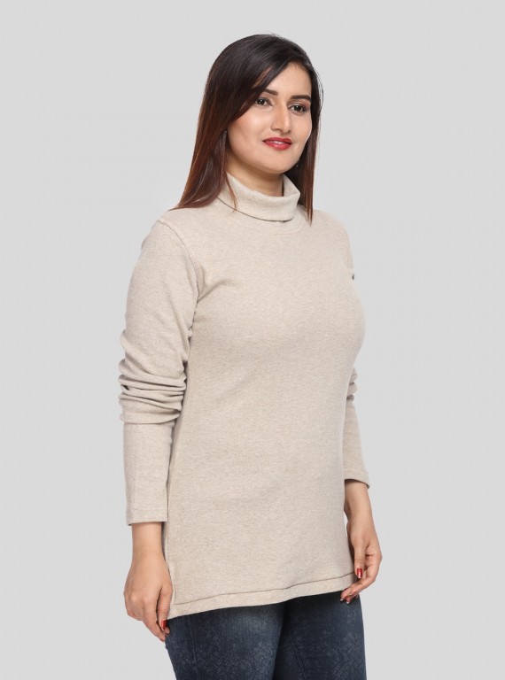 Beige Turtle Neck Top Boer and Fitch - 4