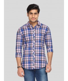 Men’s Pink and Blue Checked Slim Fit Full Sleeve Shirt – Stylish Everyday Essential by Boer & Fitch