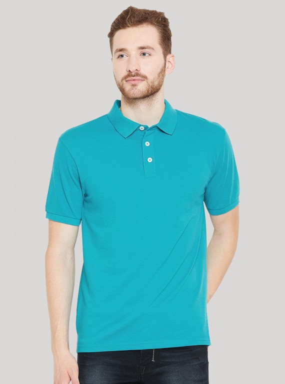 Men’s Blue Bay Polo T-Shirt with Collar & Cuff | 100% Cotton Piqué Knit | Boer & Fitch