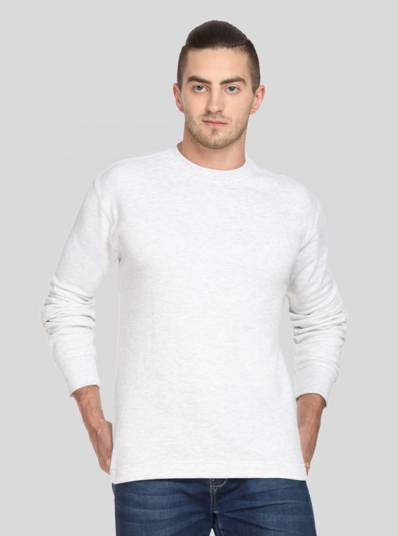 White Melange Fleece Sweat Shirt Boer and Fitch - 1