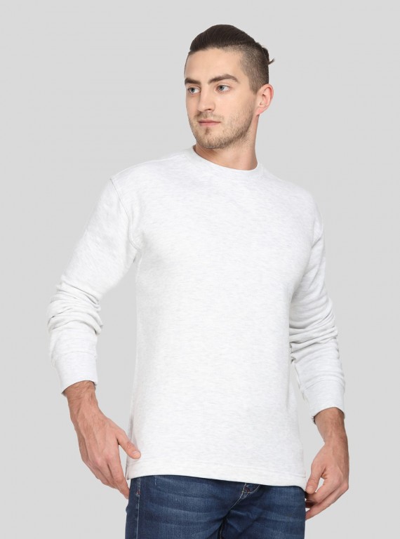 White Melange Fleece Sweat Shirt Boer and Fitch - 3