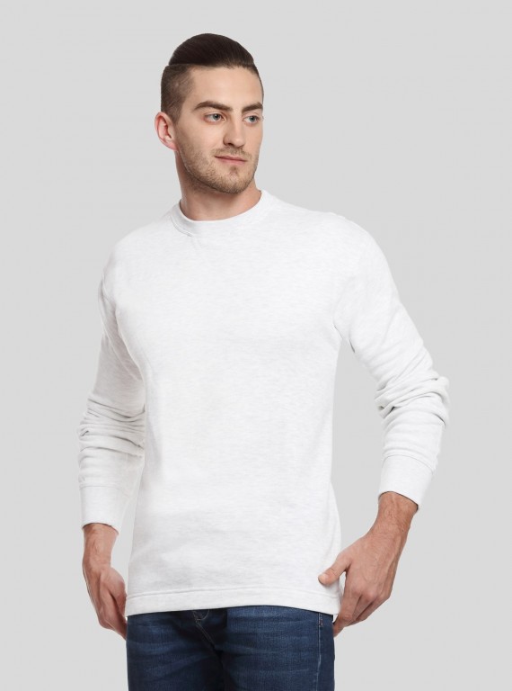 White Melange Fleece Sweat Shirt Boer and Fitch - 4