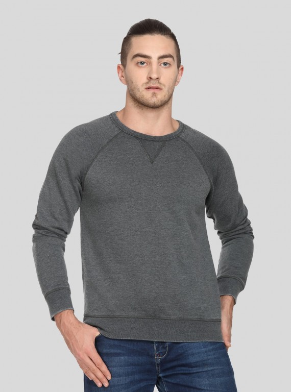 Men’s Charcoal V-Cut Fleece Sweatshirt – Sleek, Smart & Comfortable