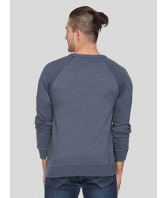 Blue Melange V Cut Fleece Sweat Shirt Boer and Fitch - 2