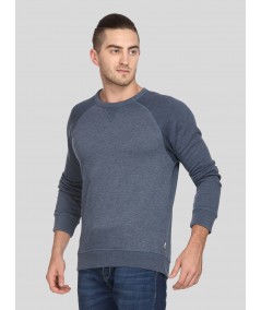 Blue Melange V Cut Fleece Sweat Shirt Boer and Fitch - 3