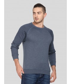 Blue Melange V Cut Fleece Sweat Shirt Boer and Fitch - 4