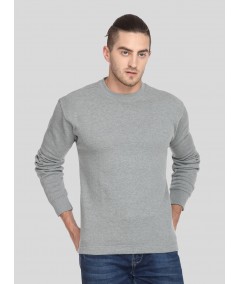 Men’s Grey Melange V-Cut Fleece Sweatshirt – Timeless, Warm & Refined