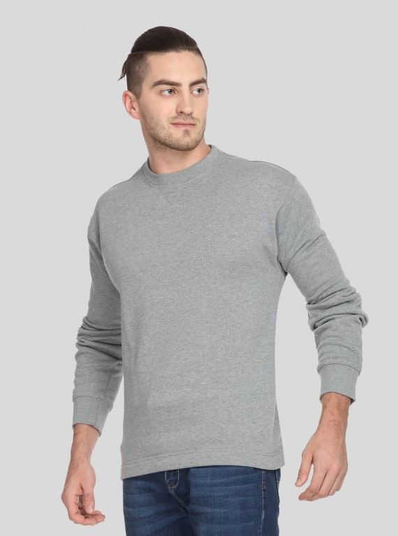 Grey Melange V Cut Fleece Sweat Shirt Boer and Fitch - 2