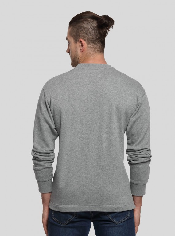 Grey Melange V Cut Fleece Sweat Shirt Boer and Fitch - 3