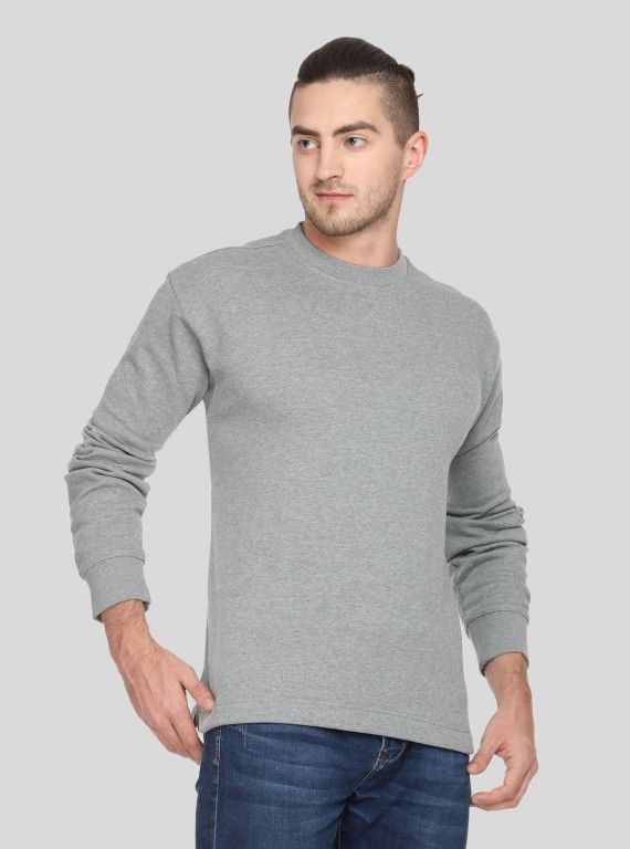 Grey Melange V Cut Fleece Sweat Shirt Boer and Fitch - 4