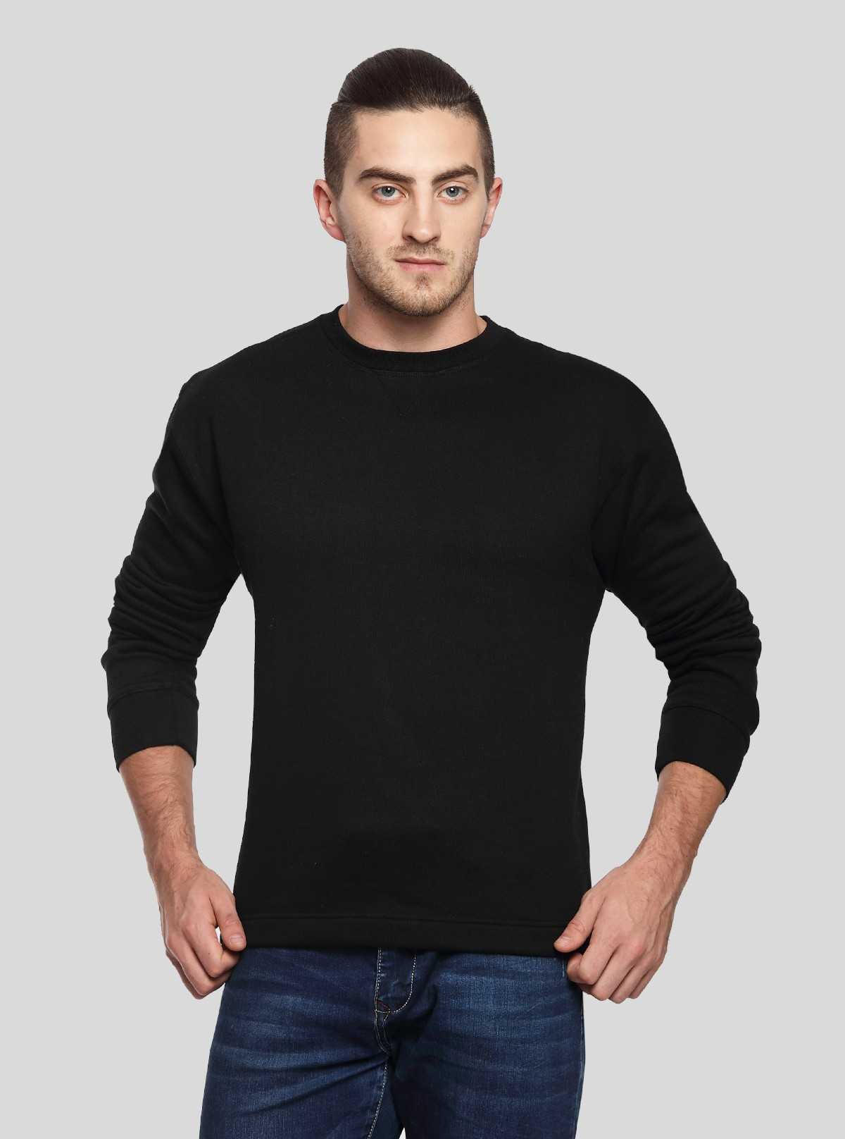 Black V Cut Fleece Sweat Shirt