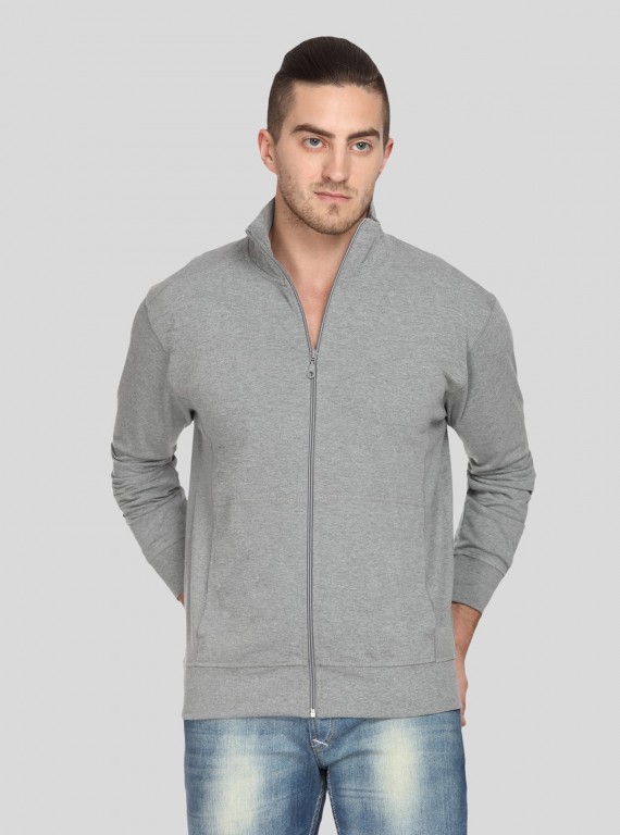 Men’s Grey Melange Full Zipper Cardigan – Timeless Comfort & Versatility