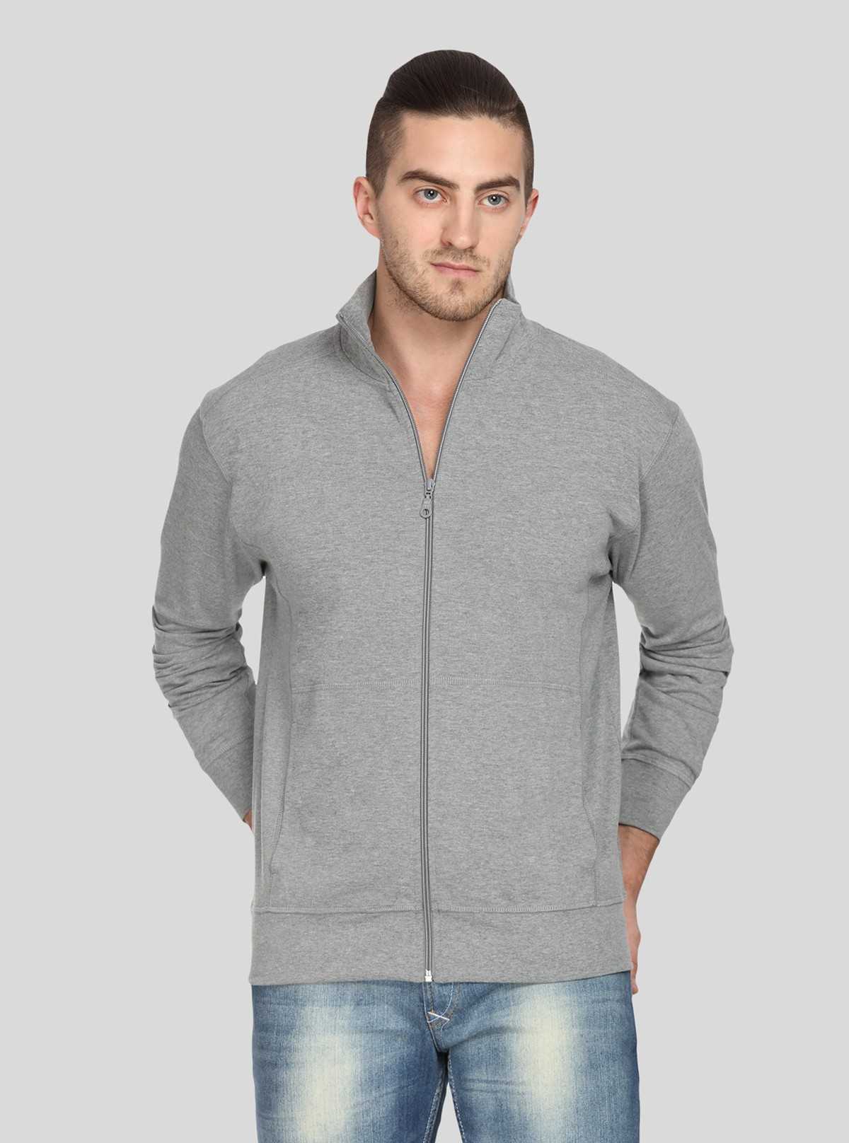 Men’s Grey Melange Full Zipper Cardigan – Timeless Comfort & Versatility