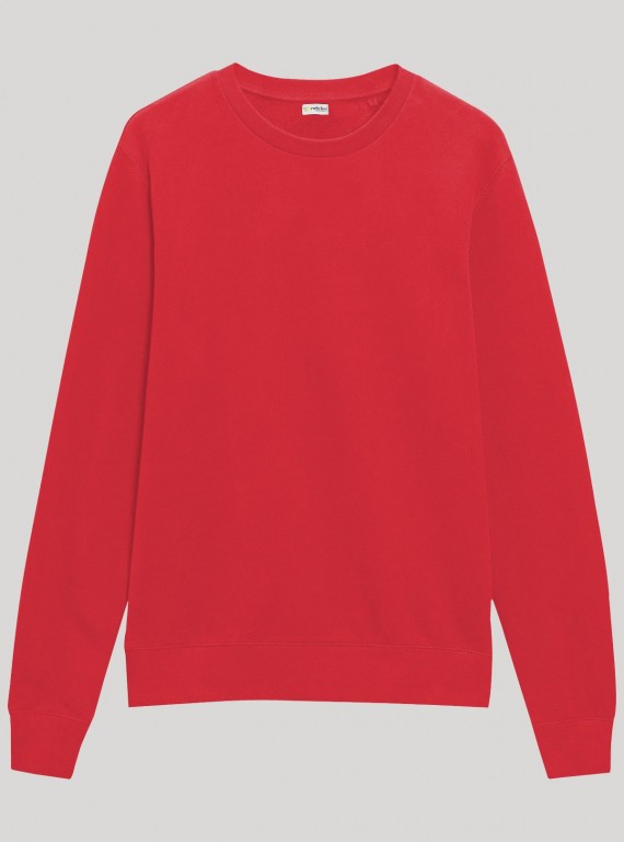 Men’s Red Garment Dyed Sweatshirt – Vintage Wash, Bold Everyday Style