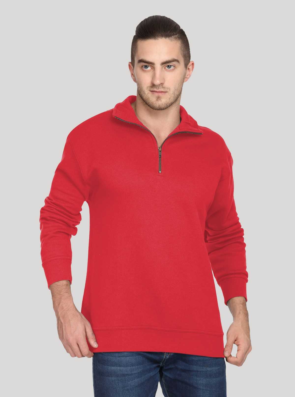 Men’s Red Zipper Collar Cardigan – Bold Comfort with Modern Flair