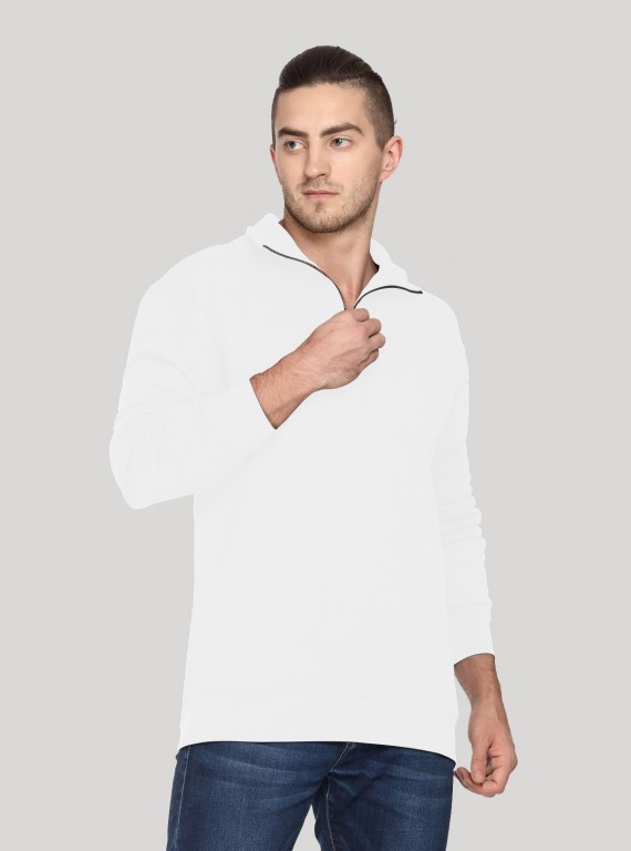 White Melange zip Collar Cardigan Boer and Fitch - 5