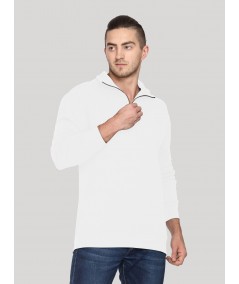 White Melange zip Collar Cardigan Boer and Fitch - 5
