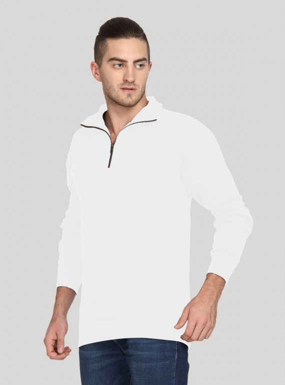 White Melange zip Collar Cardigan Boer and Fitch - 6