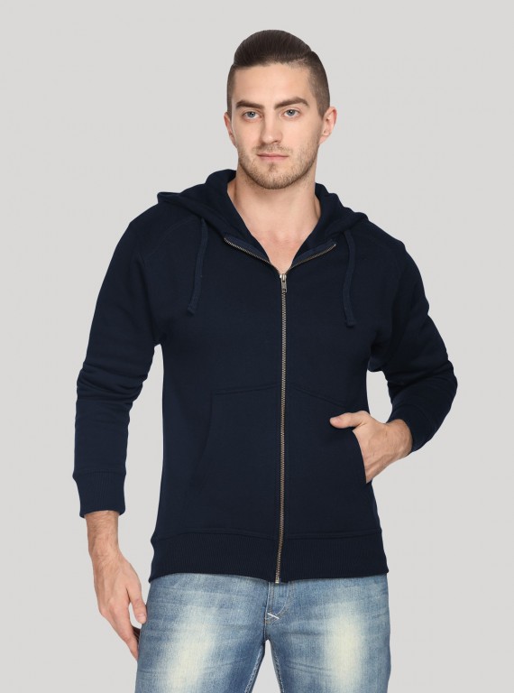 Men’s Navy Hooded Zipper Sweatshirt – Classic Zip-Up Everyday Essential