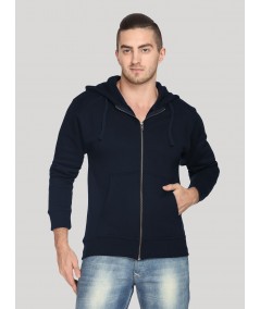 Men’s Navy Hooded Zipper Sweatshirt – Classic Zip-Up Everyday Essential