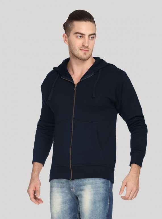 Navy Hooded Zipper Sweat Shirt Boer and Fitch - 3