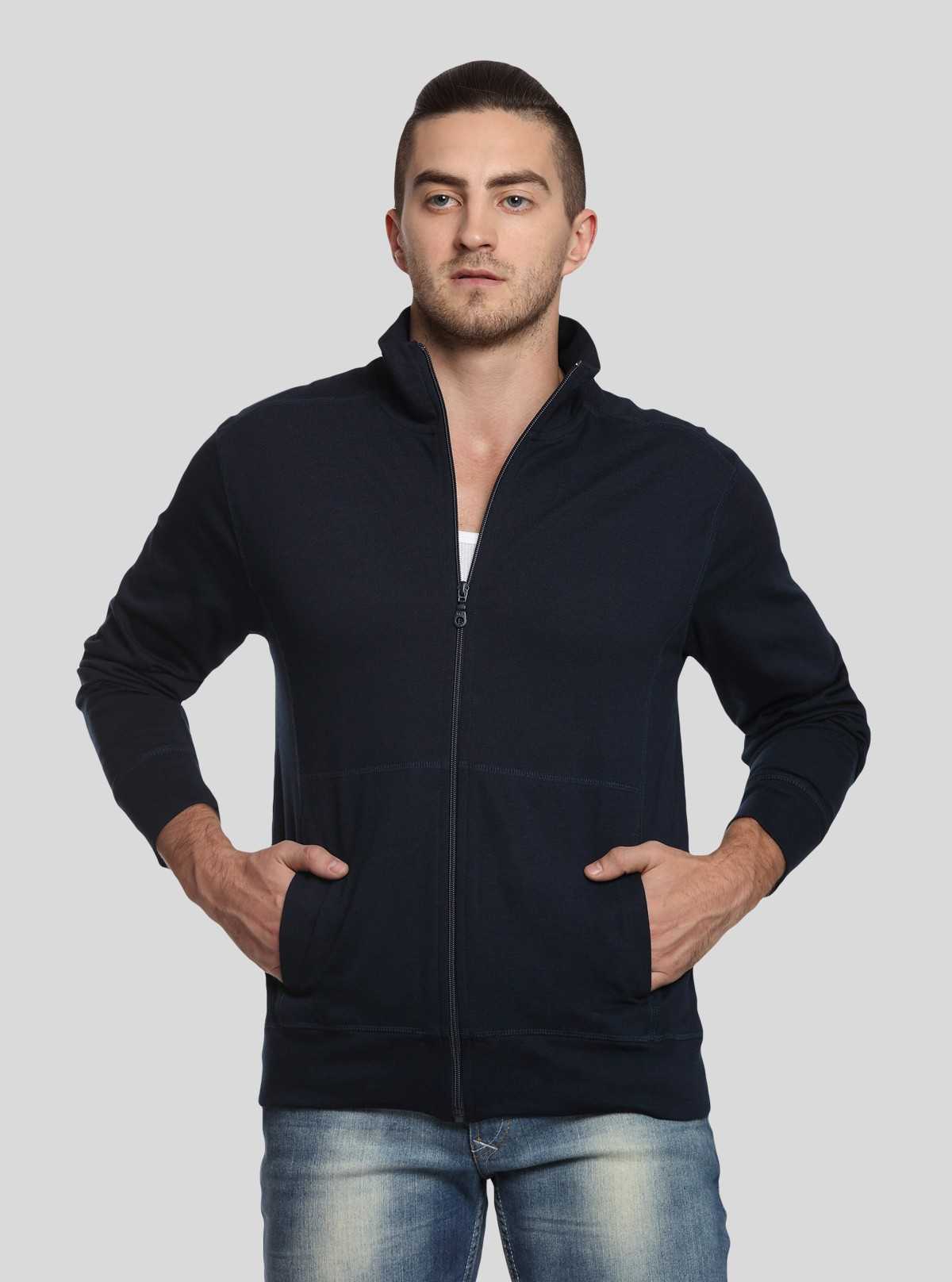 Men’s Navy Full Zipper Cardigan – Sleek Warmth with Everyday Versatility