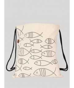 Fish Print Canvas Shoulder Bag