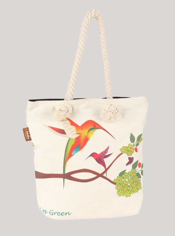 Humming Bird Printed Canvas Bag