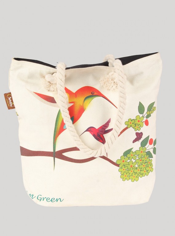 Humming Bird Printed Canvas Bag Boer and Fitch - 2