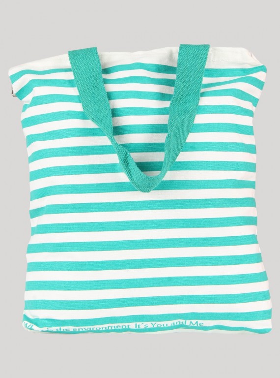 Green Stripe Print Canvas Bag Boer and Fitch - 3