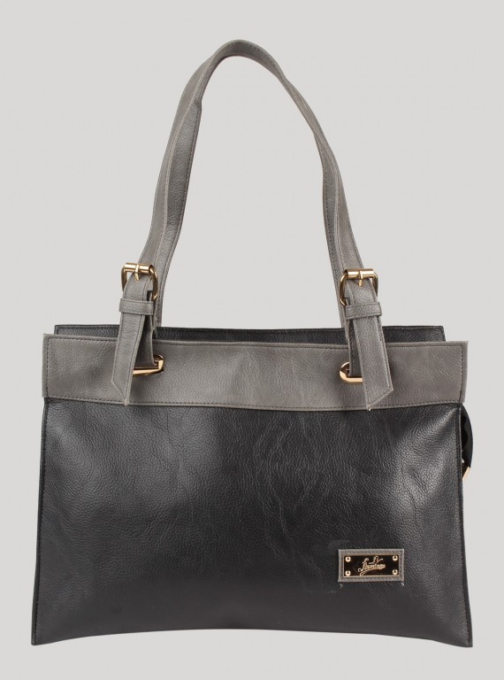 Black and Grey Leather Bag