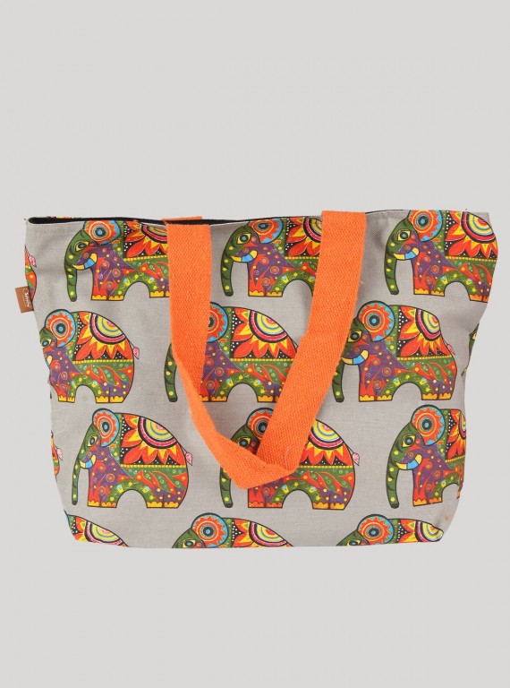 Grey Elephant Printed Canvas Bag Boer and Fitch - 1