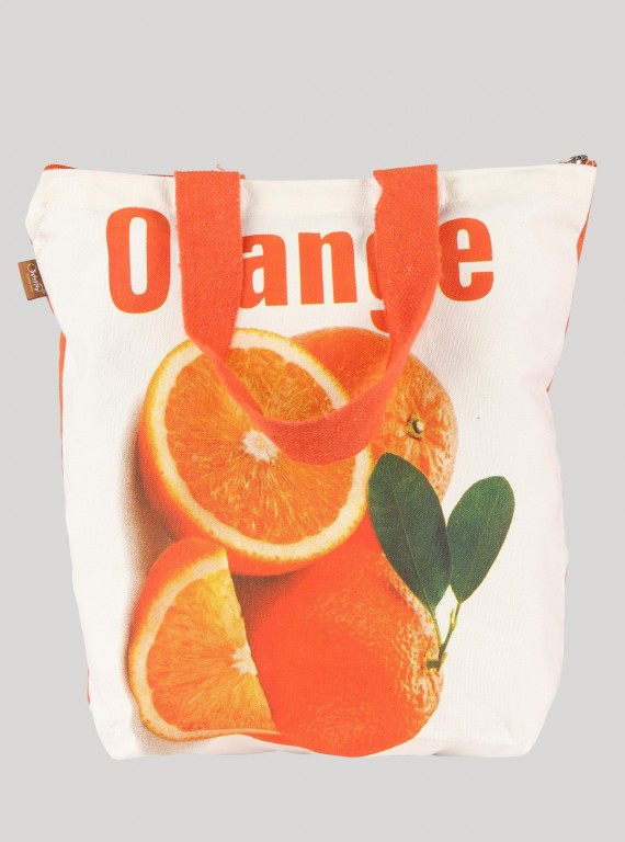 Orange Printed Canvas Bag