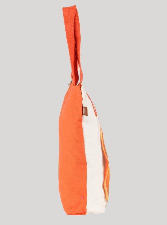 Orange Printed Canvas Bag Boer and Fitch - 3