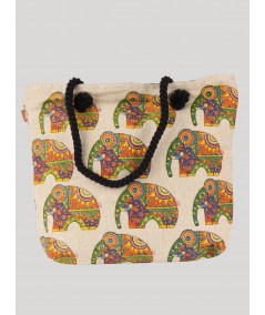 Ecru elephant Printed Canvas Bag Boer and Fitch - 4