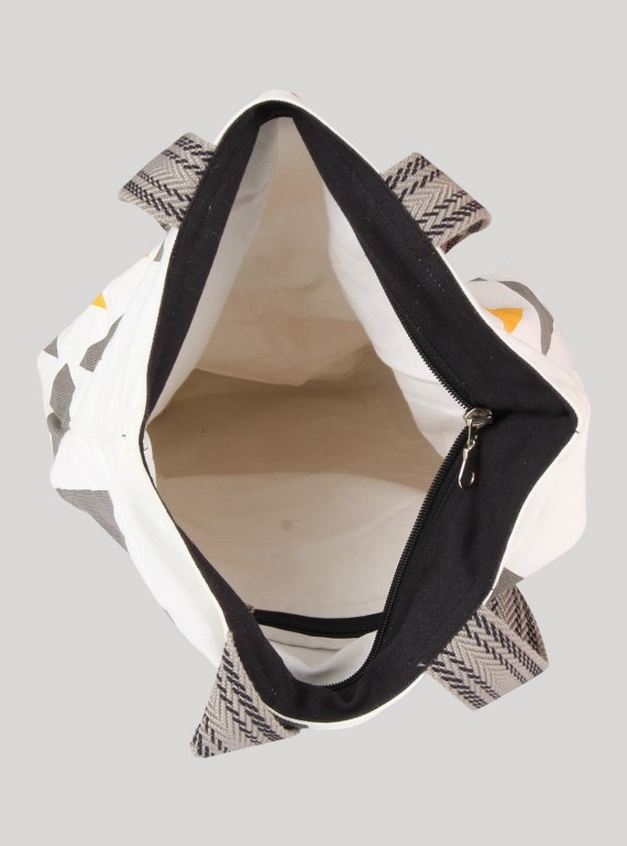 White Printed Canvas Bag Boer and Fitch - 3